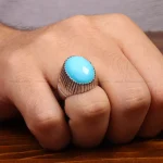 انگشتر فیروزه عجمی مردانه کد 34890