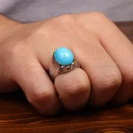 انگشتر فیروزه عجمی مردانه کد 34891