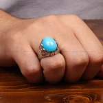 انگشتر فیروزه عجمی مردانه کد 34892