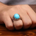 انگشتر فیروزه عجمی مردانه کد 34893