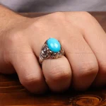 انگشتر فیروزه عجمی مردانه کد 34894