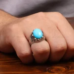 انگشتر فیروزه عجمی مردانه کد 34896