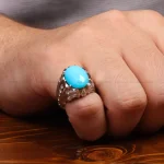 انگشتر فیروزه عجمی مردانه کد 34897