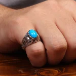 انگشتر فیروزه عجمی مردانه کد 34898