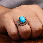 انگشتر فیروزه عجمی مردانه کد 34905