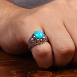 انگشتر فیروزه عجمی مردانه کد 34906