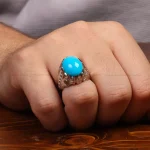 انگشتر فیروزه عجمی مردانه کد 34911