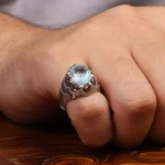 انگشتر آکوامارین مردانه کد 34918