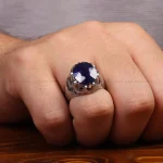 انگشتر یاقوت کبود مردانه کد 34936