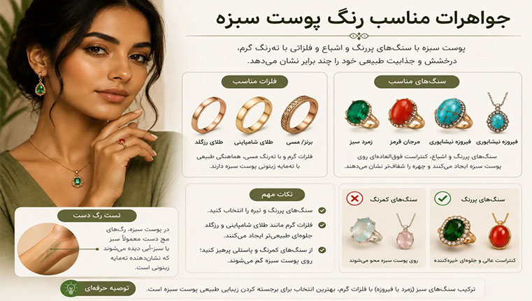 جواهرات مناسب رنگ پوست سبزه