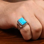 انگشتر فیروزه شجری مردانه کد 35409